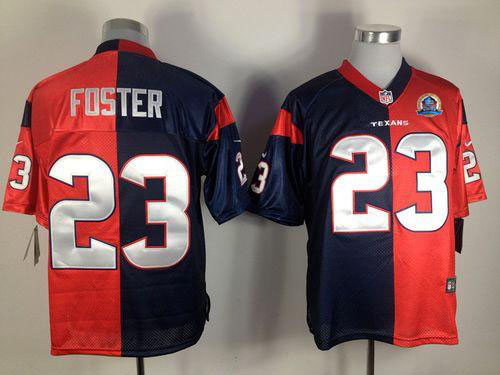 Texans #23 Arian Foster Navy Blue/Red With Hall of Fame 50th Patch Men's Stitched NFL Elite Split Jersey