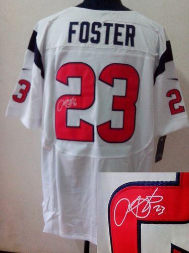  Texans #23 Arian Foster White Men's Stitched NFL Elite Autographed Jersey