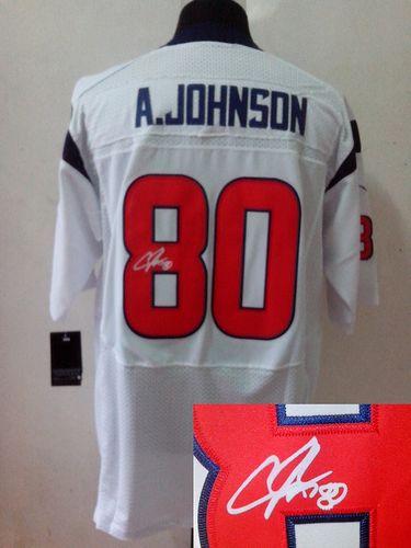  Texans #80 Andre Johnson White Men's Stitched NFL Elite Autographed Jersey