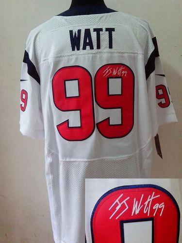  Texans #99 J.J. Watt White Men's Stitched NFL Elite Autographed Jersey