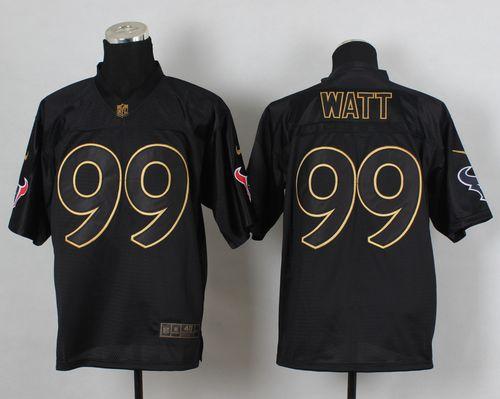  Texans #99 J.J. Watt Black Gold No. Fashion Men's Stitched NFL Elite Jersey