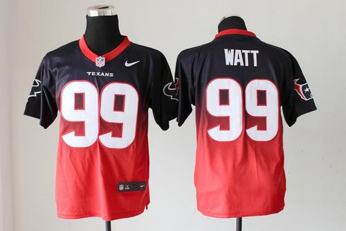  Texans #99 J.J. Watt Navy Blue/Red Men's Stitched NFL Elite Fadeaway Fashion Jersey