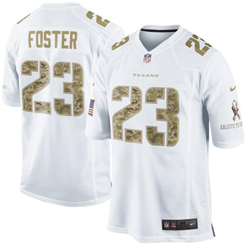  Texans #23 Arian Foster White Men's Stitched NFL Limited Salute to Service Jersey