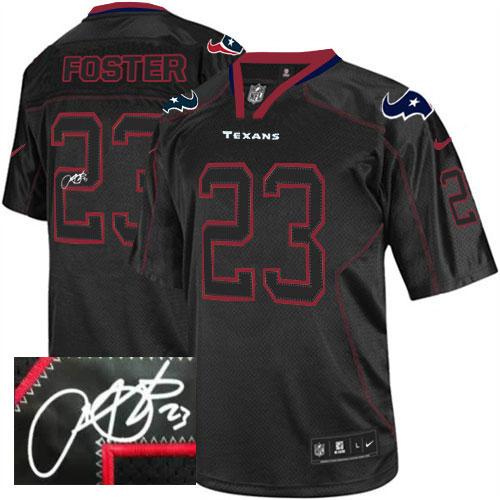  Texans #23 Arian Foster Lights Out Black Men's Stitched NFL Elite Autographed Jersey