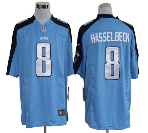  Titans #8 Matt Hasselbeck Light Blue Team Color Men's Stitched NFL Game Jersey
