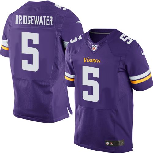  Vikings #5 Teddy Bridgewater Purple Team Color Men's Stitched NFL Elite Jersey