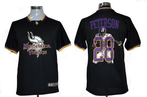  Vikings #28 Adrian Peterson Black Men's NFL Game All Star Fashion Jersey
