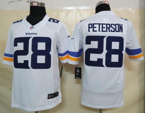  Vikings #28 Adrian Peterson White Men's Stitched NFL Limited Jersey
