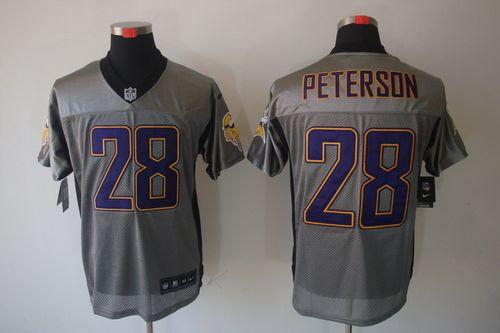  Vikings #28 Adrian Peterson Grey Shadow Men's Stitched NFL Elite Jersey