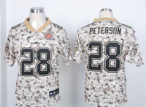  Vikings #28 Adrian Peterson Camo USMC Men's Stitched NFL Elite Jersey