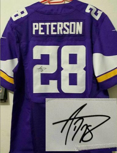  Vikings #28 Adrian Peterson Purple Team Color Men's Stitched NFL Elite Autographed Jersey