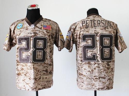  Vikings #28 Adrian Peterson Camo Men's Stitched NFL New Elite USMC Jersey