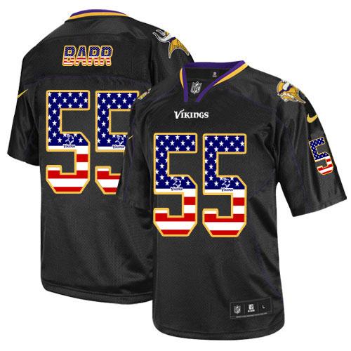  Vikings #55 Anthony Barr Black Men's Stitched NFL Elite USA Flag Fashion Jersey