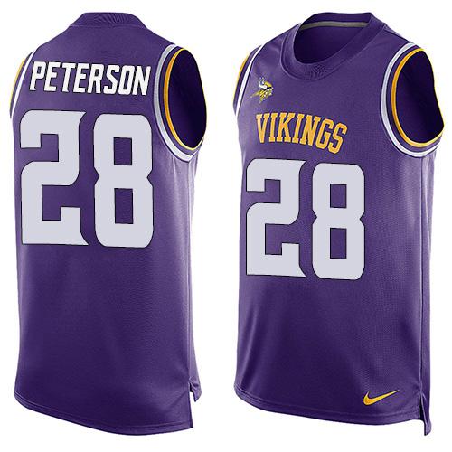 Vikings #28 Adrian Peterson Purple Team Color Men's Stitched NFL Limited Tank Top Jersey