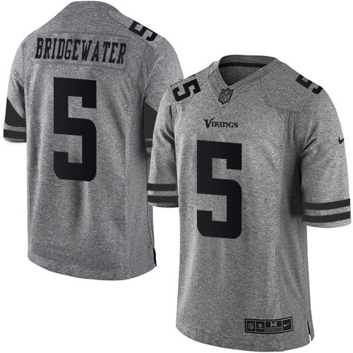  Vikings #5 Teddy Bridgewater Gray Men's Stitched NFL Limited Gridiron Gray Jersey