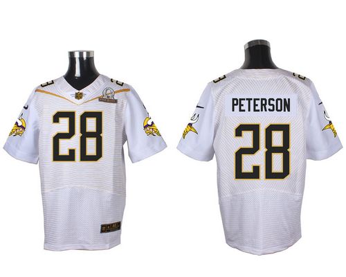  Vikings #28 Adrian Peterson White 2016 Pro Bowl Men's Stitched NFL Elite Jersey