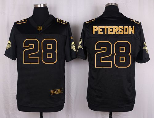 Vikings #28 Adrian Peterson Black Men's Stitched NFL Elite Pro Line Gold Collection Jersey