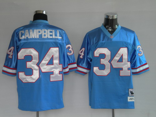 Mitchell & Ness Oilers #34 Earl Campbell Baby Blue Stitched Throwback NFL Jersey