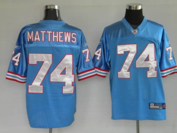 Oilers #74 Bruce Matthews Baby Blue Stitched NFL Jersey