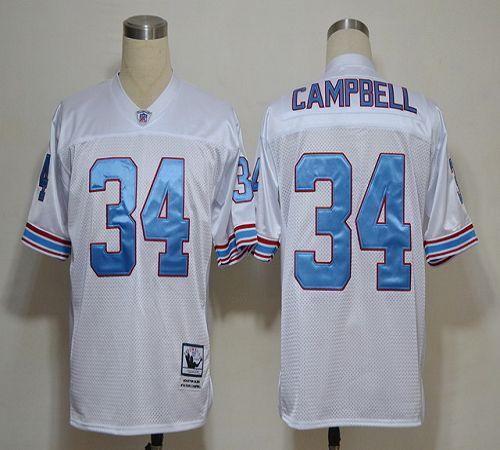 Mitchell And Ness Oilers #34 Earl Campbell White Throwback Stitched NFL Jersey