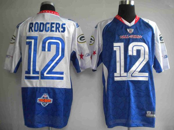 Packers #12 Aaron Rodgers Blue 2010 Pro Bowl Stitched NFL Jersey