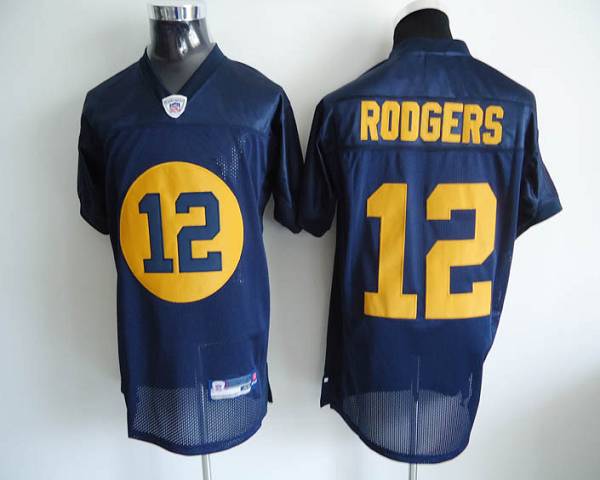 Packers #12 Aaron Rodgers Blue Stitched NFL Jersey
