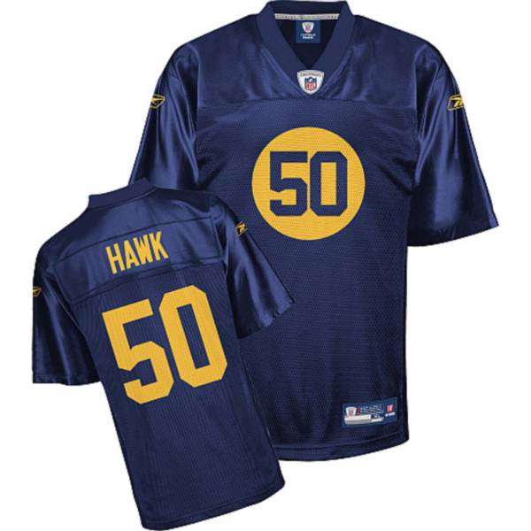 Packers #50 A.J. Hawk Blue Stitched NFL Jersey