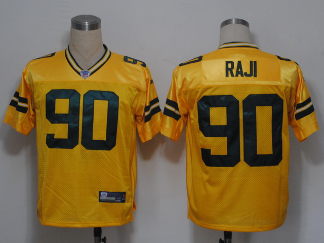 Packers #90 B.J. Raji Yellow Stitched NFL Jersey