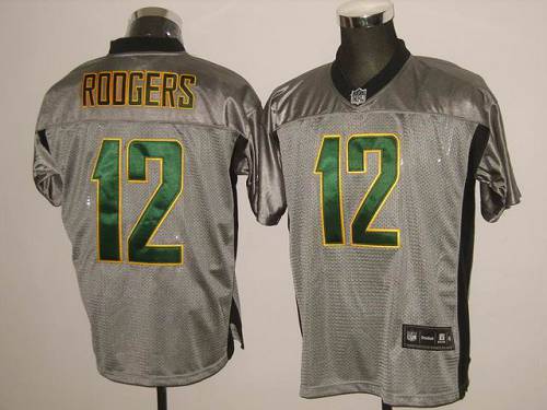 Packers #12 Aaron Rodgers Grey Shadow Stitched NFL Jersey