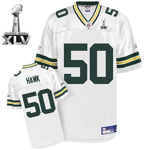 Packers #50 A.J. Hawk White Super Bowl XLV Stitched NFL Jersey