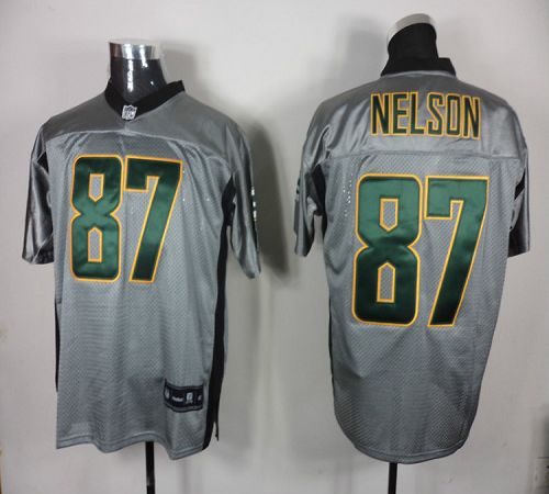 Packers #87 Jordy Nelson Grey Shadow Stitched NFL Jersey