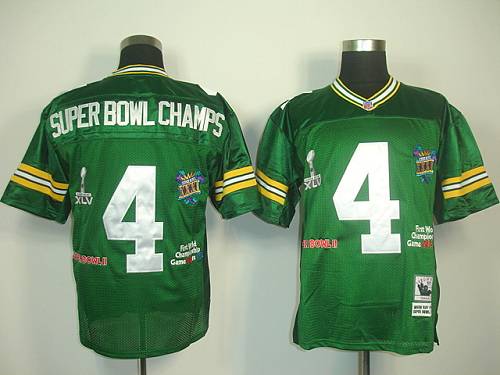 Mitchell And Ness Packers #4 SuperBowl Champs Green Stitched NFL Jersey