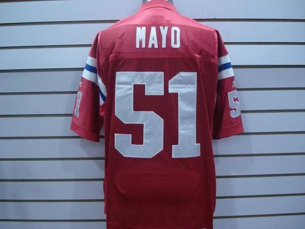 Patriots #51 Jerod Mayo Red With AFL 50 Anniversary Patch Stitched NFL Jersey