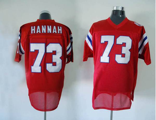 Mitchell And Ness Patriots #73 John Hannah Red Stitched Throwback NFL Jersey