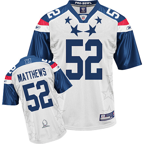 Packers 52# Clay Matthews 2011 White and Blue Pro Bowl Stitched NFL Jersey
