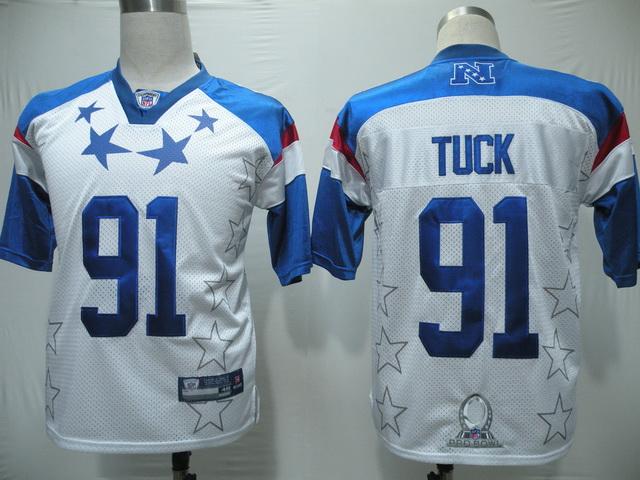 Giants #91 Justin Tuck 2011 White and Blue Pro Bowl Stitched NFL Jersey