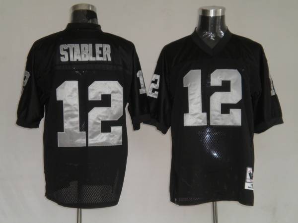 Mitchell and Ness Raiders Kenny Stabler #12 Stitched Black NFL Jersey