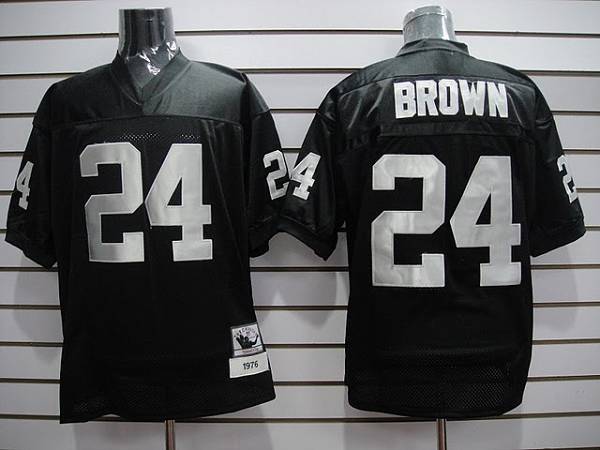 Mitchell and Ness Raiders #24 Willie Brown Stitched Black NFL Jersey