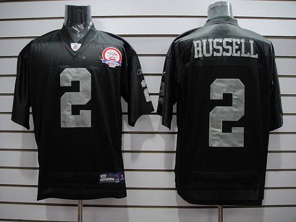 Raiders JaMarcus Russell #2 Stitched Black NFL Jersey With AFL 50TH Anniversary Patch