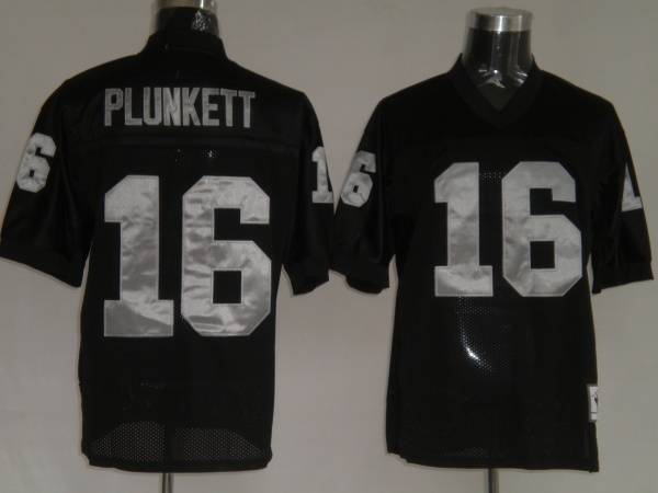 Mitchell and Ness Raiders Jim Plunkett #16 Stitched Black NFL Jersey