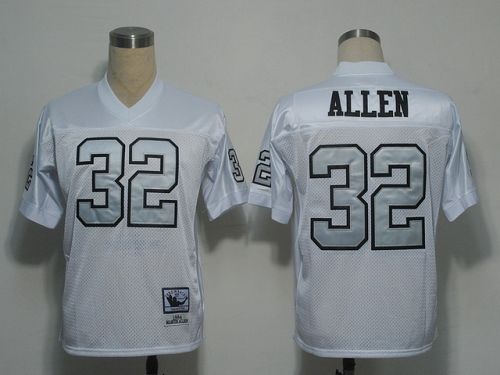 Mitchell and Ness Raiders #32 Marcus Allen White Silver No. Stitched NFL Jersey