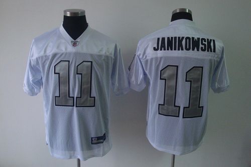 Raiders #11 Sebastian Janikowski White Silver Grey No. Stitched NFL Jersey