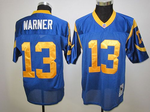 Mitchell and Ness Rams #13 Kurt Warner Blue Stitched NFL Jersey