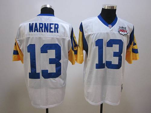 Mitchell And Ness Super Bowl 2000 Rams #13 Kurt Warner White Stitched NFL Jersey