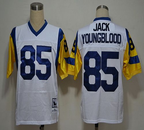 Mitchell And Ness Rams #85 Jack Youngblood White Stitched NFL Jersey
