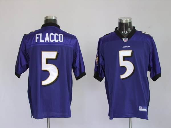 Ravens #5 Joe Flacco Purple Home Stitched NFL Jersey