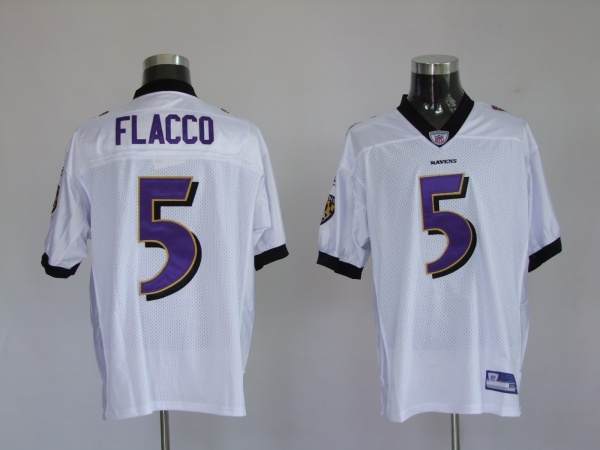 Ravens #5 Joe Flacco White Away Stitched NFL Jersey
