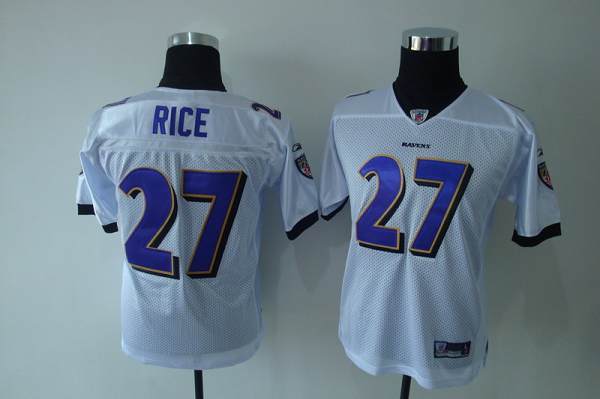 Ravens #27 Ray Rice White Stitched NFL Jersey
