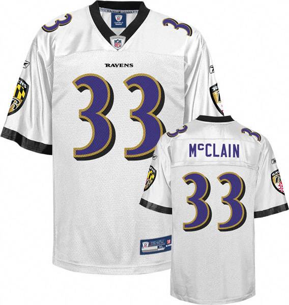 Ravens #33 Le'Ron McClain White Stitched NFL Jersey
