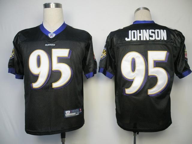 Ravens #95 Jarret Johnson Black Stitched NFL Jersey